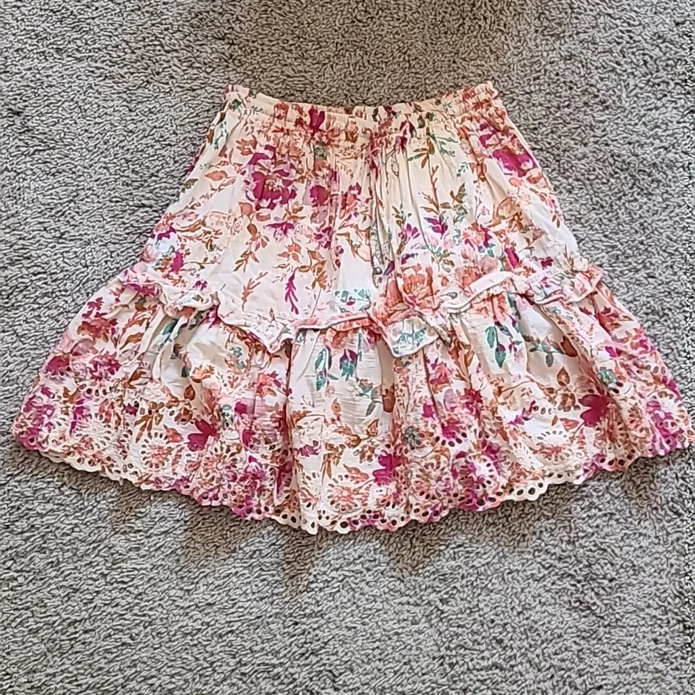 Cotton Watercolor Floral Flutter Mini Skirt - Picture 1 of 14
